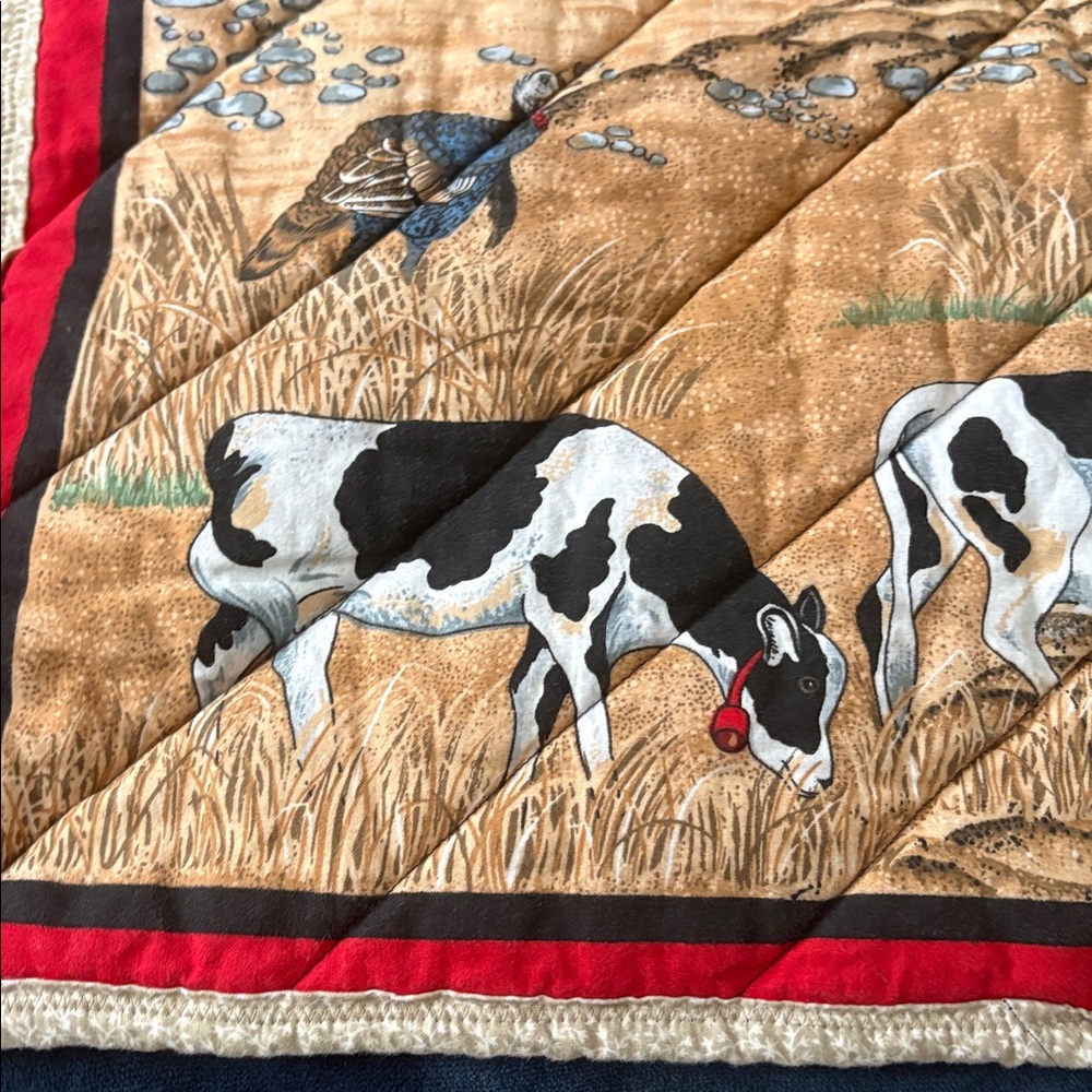 Vintage Farm Tractor Case Themed Quilt Blanket - Picture 3 of 5